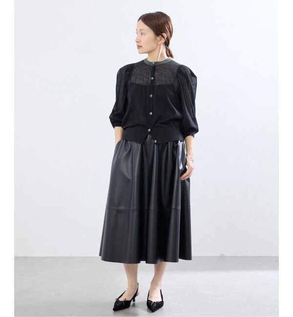 IENA「LOWER/ローヴァー 18G Tucked power shoulder ニット  LW-77」|カーディガン|