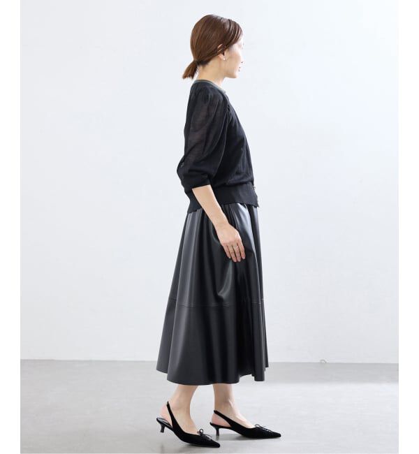 IENA「LOWER/ローヴァー 18G Tucked power shoulder ニット  LW-77」|カーディガン|