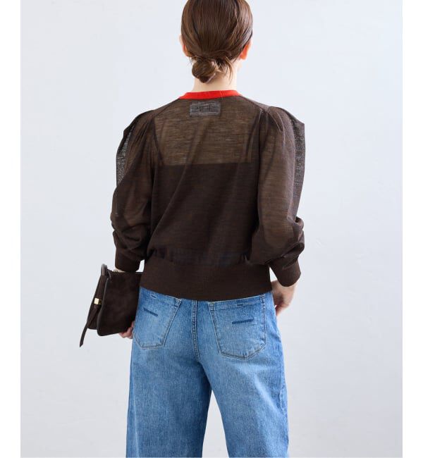 IENA「LOWER/ローヴァー 18G Tucked power shoulder ニット  LW-77」|カーディガン|