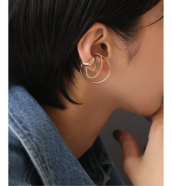 Lilas by Spick&Span「3cmサークルパイプイヤーカフ K10（片耳）」|イヤーカフ|