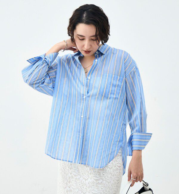 NOLLEY'S sophi「ウォッシャブルMARSALAシアーストライプ3WAYシャツ」|シャツ・ブラウス|