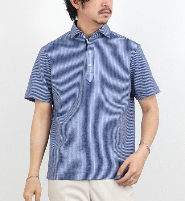 NOLLEY'S goodman「【BECシリーズ】《ビジカジ対応》サッカーテープポロシャツ / ビズポロ /26SS」|ポロシャツ|ブルー系その他