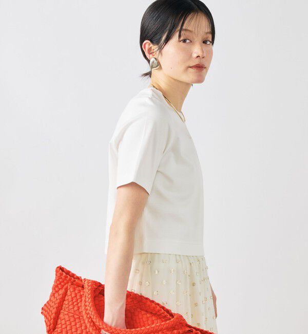NOLLEY'S sophi「《撥水/汗染み軽減》ショート丈ロゴTシャツ」|Tシャツ・カットソー|