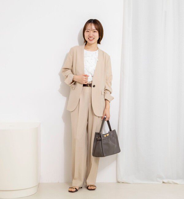 NOLLEY'S「《セットアップ対応》ストレッチツイルVネックジャケット」|ノーカラージャケット|