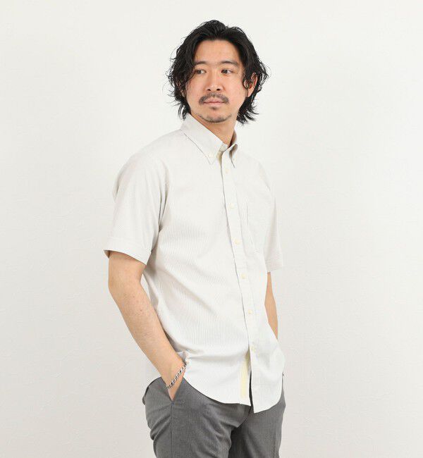 NOLLEY'S goodman「《ビジカジ対応》COOLMAX シアサッカーテープBD SS 半袖ボタンダウンシャツ 26SS」|シャツ・ブラウス|