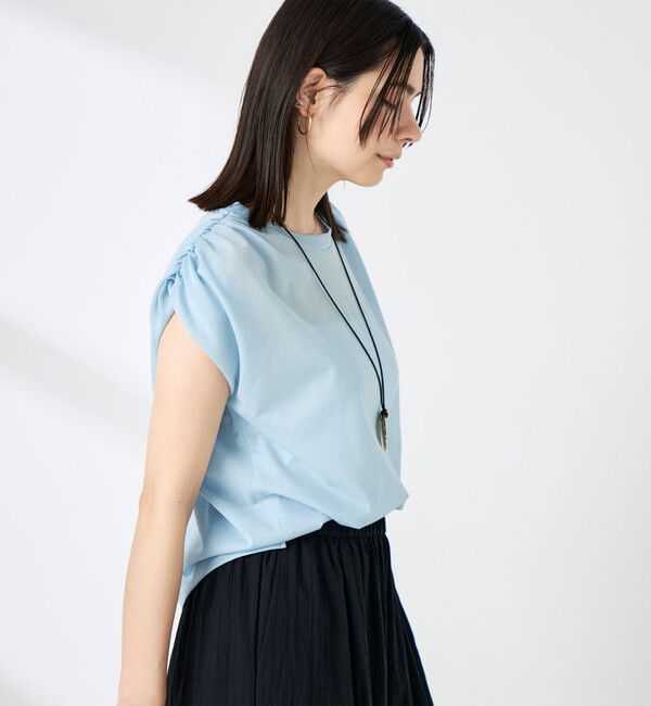 NOLLEY'S「ウォッシャブルシアードライコットンショルダーギャザープルオーバー」|Tシャツ・カットソー|