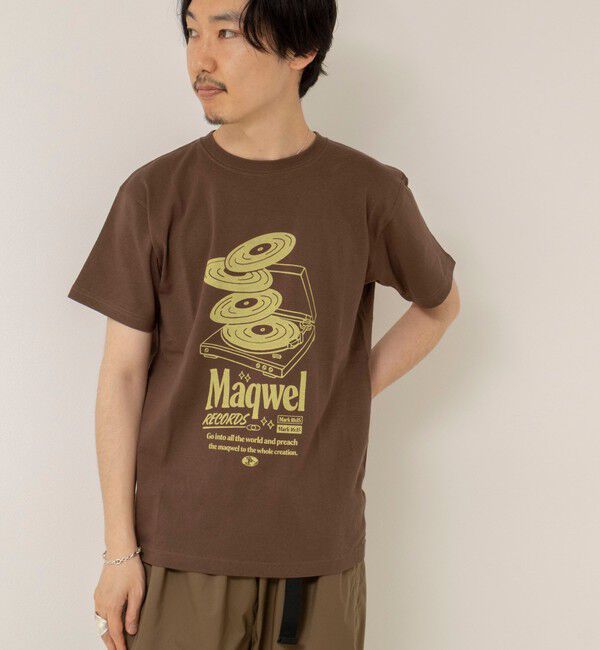 MAQWEL「【MAQWEL/マクウェル】ウォッシャブル Maqwel RECORDS オープンエンドプリントTシャツ」|Tシャツ・カットソー|