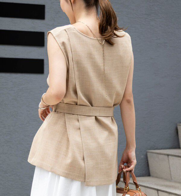 NOLLEY'S「《セットアップ対応》【BECシリーズ】ウォッシャブルリネンライクベルテッドノースリーブブラウス」|ベスト・ジレ|
