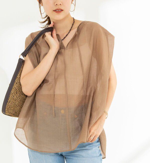 NOLLEY'S「【WEB限定】ウォッシャブルライトカールマイヤーノースリーブオーバーブラウス」|シャツ・ブラウス|