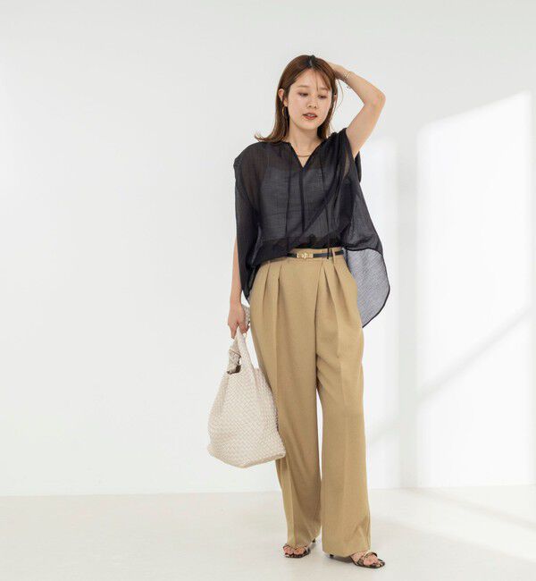 NOLLEY'S「【WEB限定】ウォッシャブルライトカールマイヤーノースリーブオーバーブラウス」|シャツ・ブラウス|