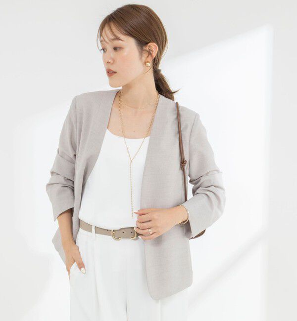 NOLLEY'S「《セットアップ対応/接触冷感》【BECシリーズ】ハイスペックトロVネックジャケット」|ノーカラージャケット|
