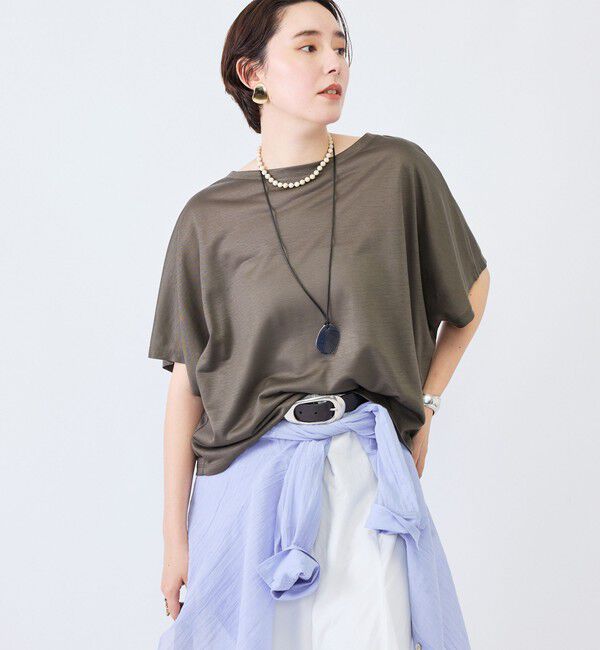 NOLLEY'S「《接触冷感》ウォッシャブルハリジェンヌケーププルオーバー」|Tシャツ・カットソー|カーキ