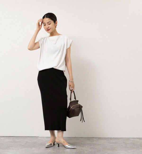 NOLLEY'S sophi「【BECシリーズ】《セットアップ対応》ウォッシャブルピーチサテンフレンチブラウス」|シャツ・ブラウス|
