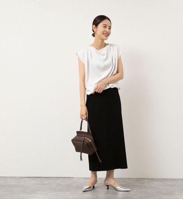 NOLLEY'S sophi「【BECシリーズ】《セットアップ対応》ウォッシャブルピーチサテンフレンチブラウス」|シャツ・ブラウス|