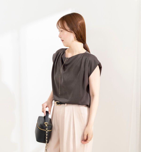 NOLLEY'S sophi「【BECシリーズ】《セットアップ対応》ウォッシャブルピーチサテンフレンチブラウス」|シャツ・ブラウス|
