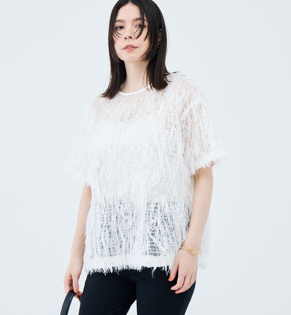 NOLLEY'S sophi「ウォッシャブルシアーロングフェザー両前Tブラウス」|シャツ・ブラウス|