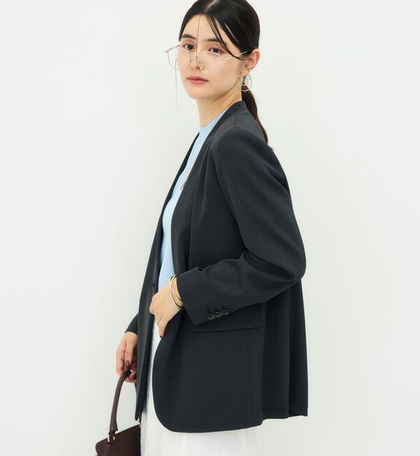 NOLLEY'S sophi「《セットアップ対応》強撚ツイルノーカラージャケット」|テーラードジャケット|