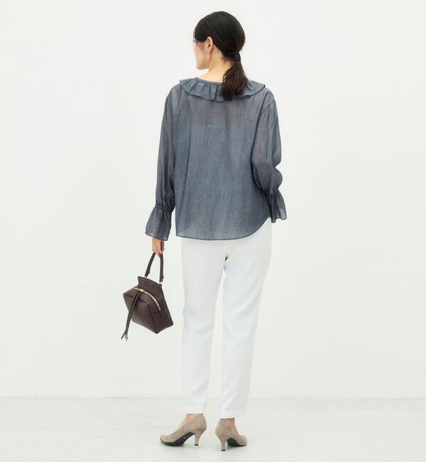 NOLLEY'S「《接触冷感》ウォッシャブルギャザーフリルブラウス」|シャツ・ブラウス|