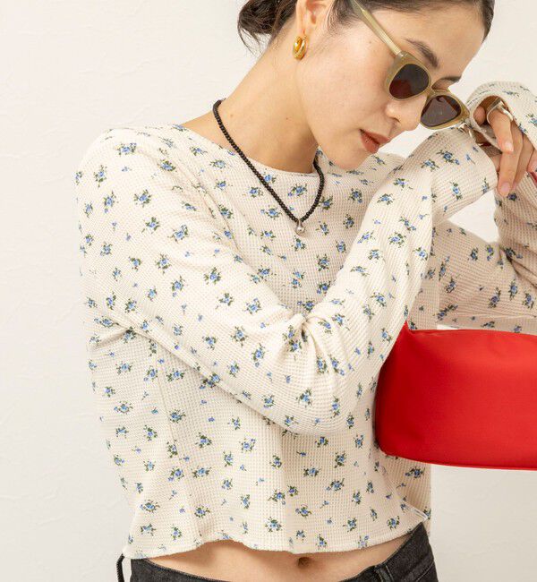 MAQWEL「【MAQWEL/マクウェル】Flower Waffleショルダーパッドプルオーバー」|Tシャツ・カットソー|エクリュ