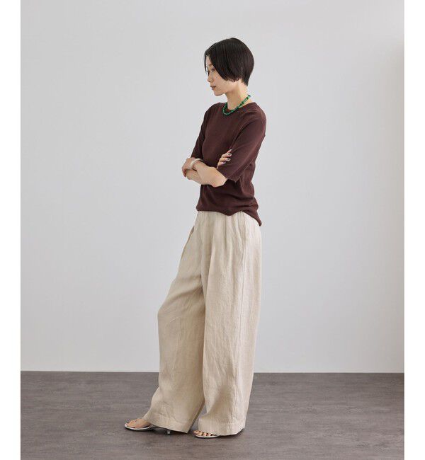 SALON adam et rope'「リネンツイルタックパンツ」|スラックス|