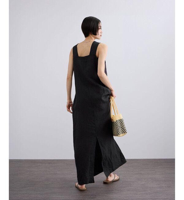 SALON adam et rope'「リネンツイルスクエアーネックジャンパースカート」|ワンピース|