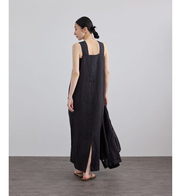 SALON adam et rope'「リネンツイルスクエアーネックジャンパースカート」|ワンピース|