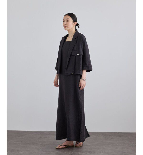 SALON adam et rope'「リネンツイルスクエアーネックジャンパースカート」|ワンピース|