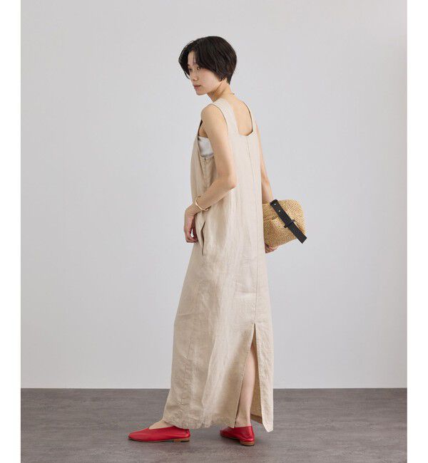 SALON adam et rope'「リネンツイルスクエアーネックジャンパースカート」|ワンピース|ベージュ(27)
