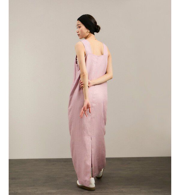 SALON adam et rope'「リネンツイルスクエアーネックジャンパースカート」|ワンピース|