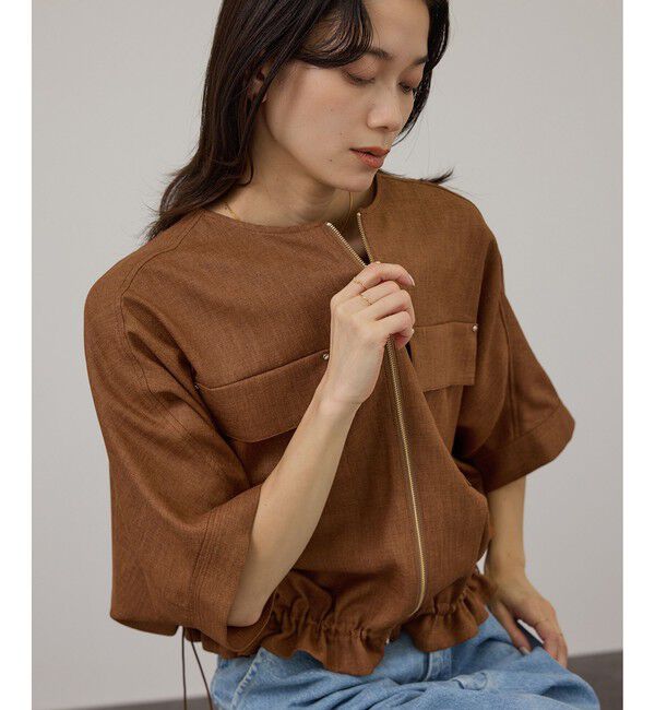 SALON adam et rope'「【WEB限定】ハーフスリーブドロストライトブルゾン」|ブルゾン・スタジャン|