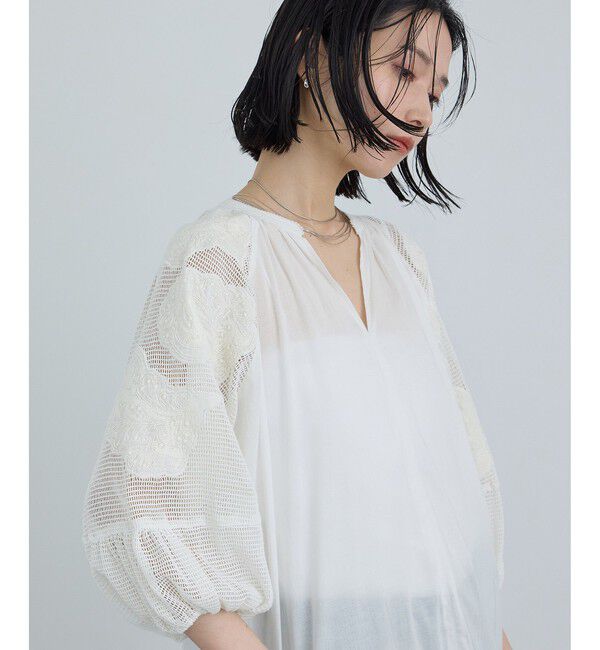 SALON adam et rope'「【WEB限定】ネット刺繍レースワンピース」|ワンピース|