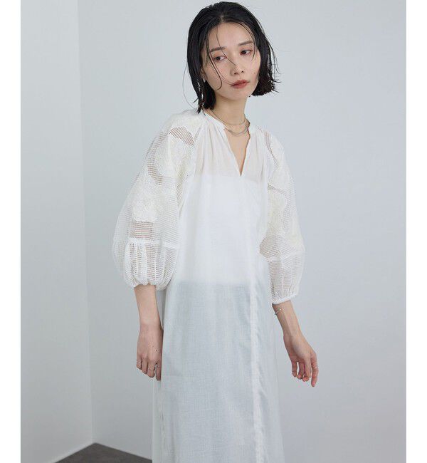 SALON adam et rope'「【WEB限定】ネット刺繍レースワンピース」|ワンピース|