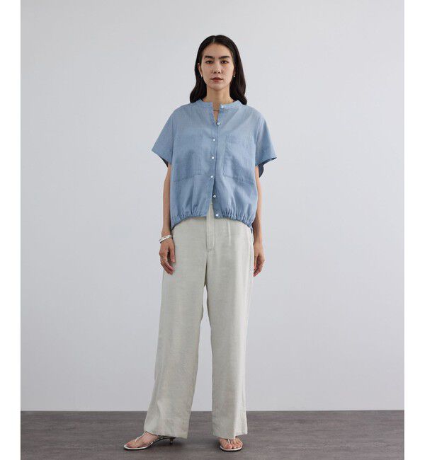 SALON adam et rope'「NALYAビスコース・麻ツイルイージースラックス / セットアップ対応」|チノ|