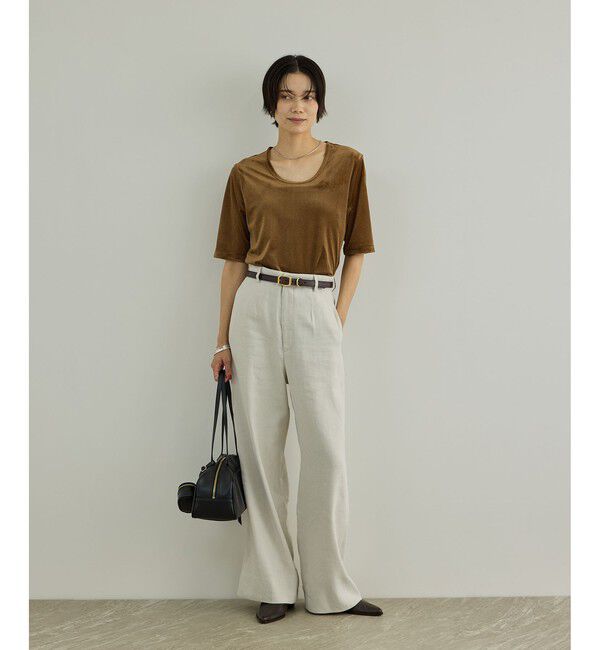 SALON adam et rope'「NALYAビスコース・麻ツイルイージースラックス / セットアップ対応」|チノ|