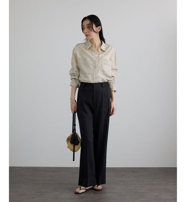 SALON adam et rope'「NALYAビスコース・麻ツイルイージースラックス / セットアップ対応」|チノ|