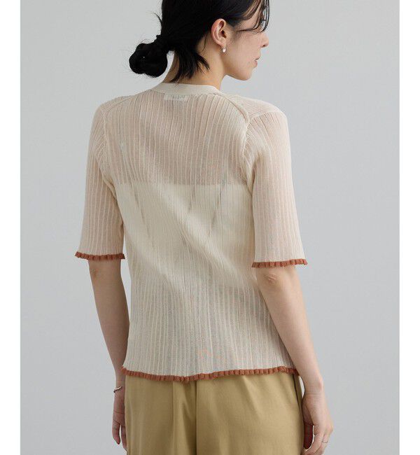 SALON adam et rope'「シアーワイドリブVネックカーディガン」|カーディガン|