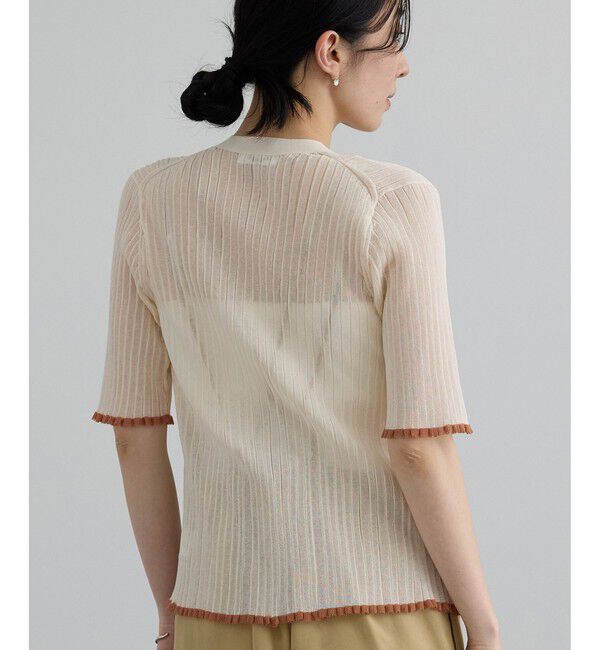 SALON adam et rope'「シアーワイドリブVネックカーディガン」|カーディガン|