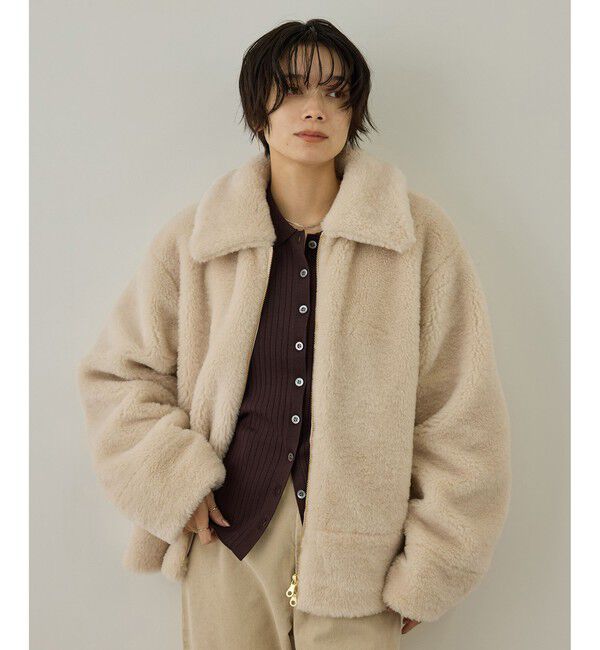 SALON adam et rope'「【WEB限定】スタンドカラージップアップボアブルゾン / 軽量」|ブルゾン・スタジャン|オフホワイト(15)