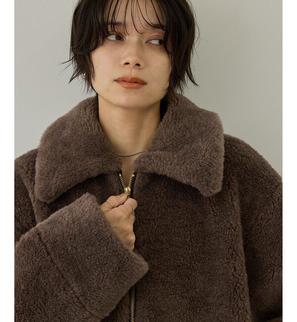 SALON adam et rope'「【WEB限定】スタンドカラージップアップボアブルゾン / 軽量」|ブルゾン・スタジャン|
