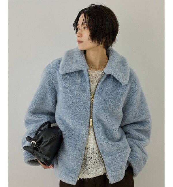SALON adam et rope'「【WEB限定】スタンドカラージップアップボアブルゾン / 軽量」|ブルゾン・スタジャン|