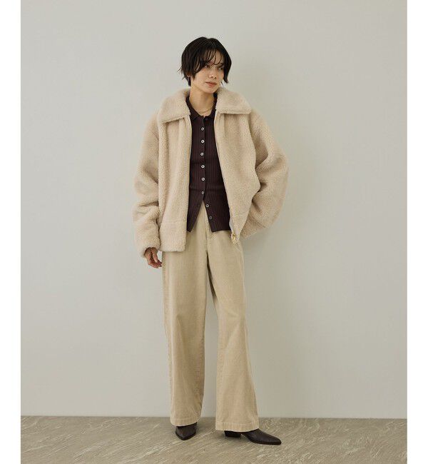SALON adam et rope'「【WEB限定】スタンドカラージップアップボアブルゾン / 軽量」|ブルゾン・スタジャン|