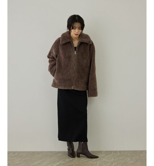 SALON adam et rope'「【WEB限定】スタンドカラージップアップボアブルゾン / 軽量」|ブルゾン・スタジャン|