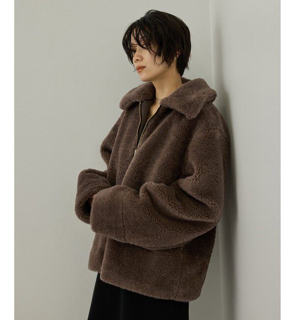 SALON adam et rope'「【WEB限定】スタンドカラージップアップボアブルゾン / 軽量」|ブルゾン・スタジャン|ブラウン系(22)