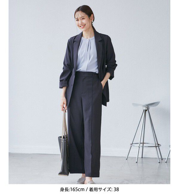 Rope&rsquo;Picnic「【UVカット・速乾】【リネンライク・シリーズ】ピンタックワイドスラックスパンツ/セットアップ対応」|チノ|