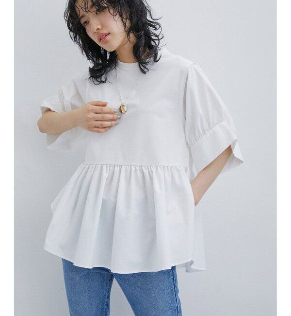 ADAM ET ROPE'「【サステナブル】・【定番】バウンスカフスプルオーバー/接触冷感/UVカット」|Tシャツ・カットソー|ホワイト(10)