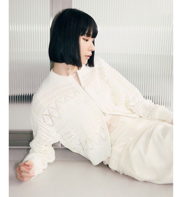 ADAM ET ROPE'「【WEB限定】パターンニットブルゾン」|カーディガン|