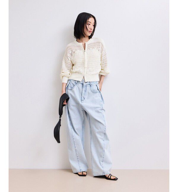 ADAM ET ROPE'「【WEB限定】パターンニットブルゾン」|カーディガン|