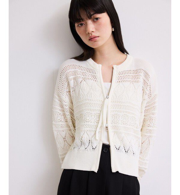 ADAM ET ROPE'「【WEB限定】パターンニットブルゾン」|カーディガン|