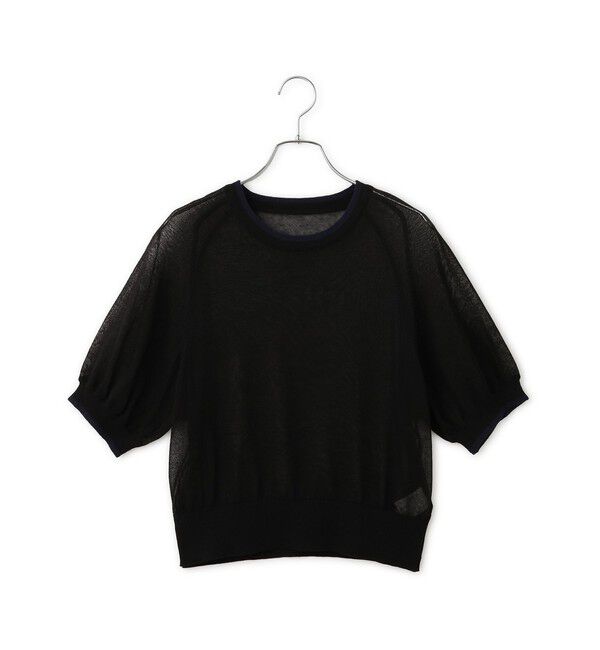 ADAM ET ROPE'「【WEB限定】リネンmixバイカラーシアーニットTシャツ」|Tシャツ・カットソー|