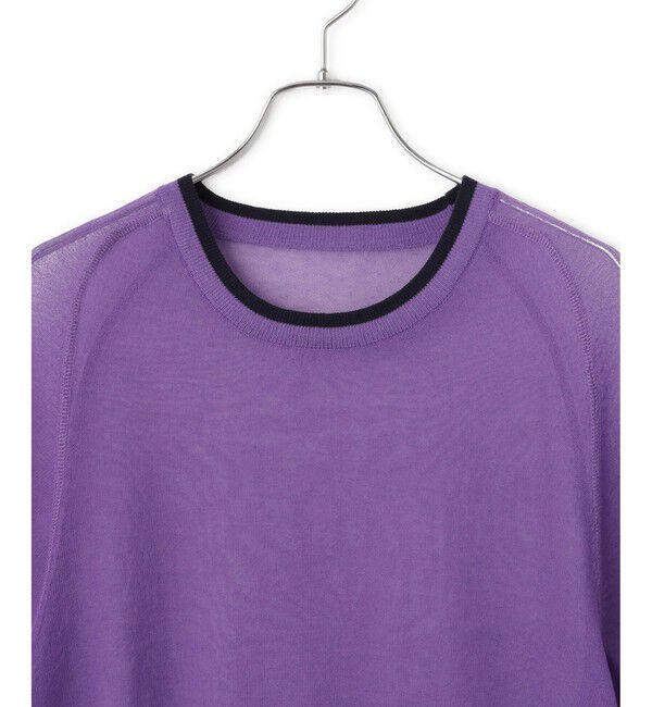 ADAM ET ROPE'「【WEB限定】リネンmixバイカラーシアーニットTシャツ」|Tシャツ・カットソー|